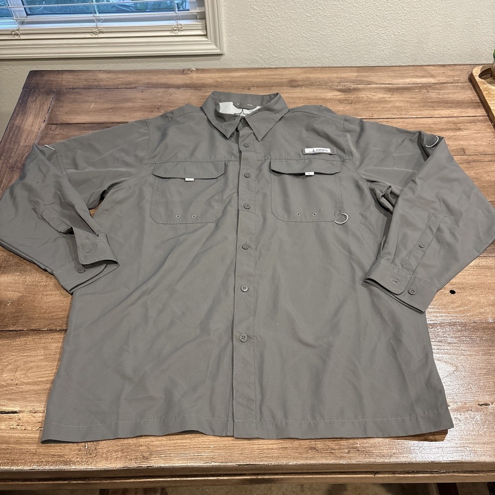 Habit‎ Shirt Mens Large Gray Castlerock Solar-Factor Long Sleeve Outdoor Fishing